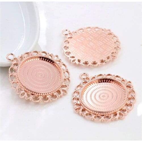 5pcs 25mm Inner Size High Quality Rose Gold Color Flower Style Cameo Base Setting Stars Style Pendant (A3-69)
