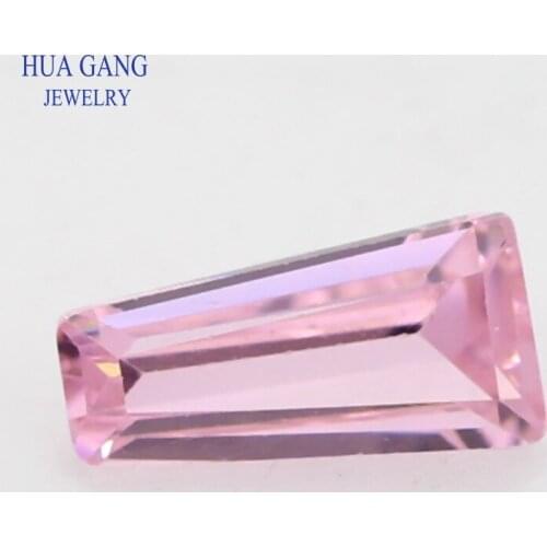 50PCS Pink CZ Stone Ladder Shape Brilliant Cut Synthetic Gems Cubic Zirconia For Jewelry Size 2x1.25x1~8x4x2mm