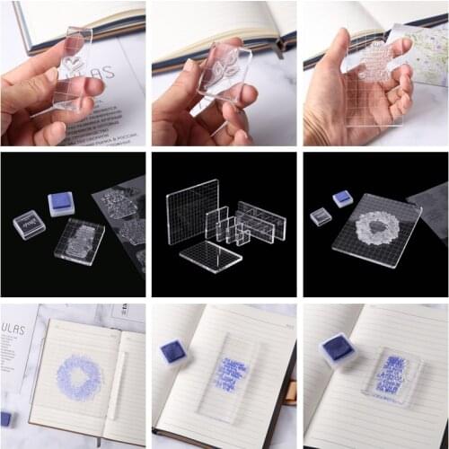 9Pcs/set Transparent Acrylic Clear Stamp Block Pad Scrapbooking Diy Handmade Tool Making Cards Photo Album Embossing Paper New