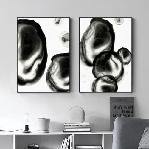 Abstract Black and White Posters and Prints Home Wall Decor Nordic Modern Canvas Ink Painting Wall Art Decor Picture for Bedroom