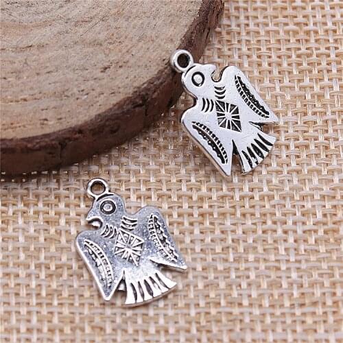 Free shipping 65pcs 12x19mm antique silver Thunderbird charms diy retro jewelry fit Earring keychain hair card pendant