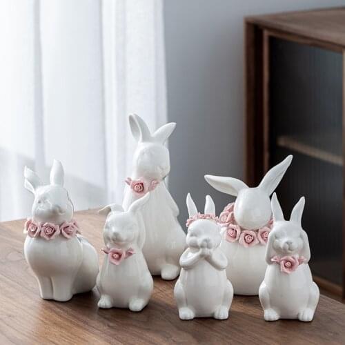 Ceramic large rabbit ornaments cute girl home accessories simulation Cartoon Desktop crafts