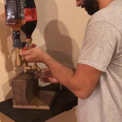 Wooden Base Wine Dispenser Single/Double/Three Faucet Whiskey Decanter Liquor Alcohol Whiskey Wood Dispenser Faucet