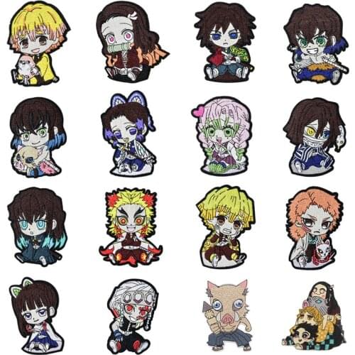 E2418 Funny Cartoon Cute Embroidered Anime Patches Iron or Sew On Badges Clothes Shoes Applique DIY Decoration
