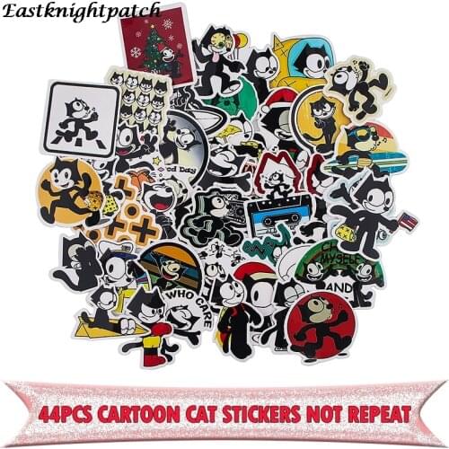 E2805 44pcs Cartoon Funny Cat Stickers Laptop Skateboard Decoration Styling Vinyl Decals DIY scrapbooking album Kid Sticker