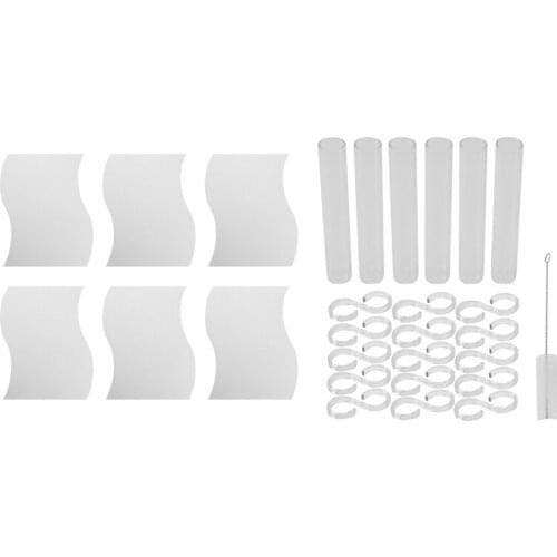 Hot YO-6Pcs Square Wall Mirror Sticker Nursery Decoration & 1 Set Hanging Hydroponic Flower Plant Vase Terrarium Container