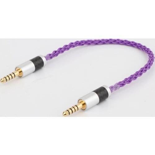Hifi Audio 10CM 4.4mm Balanced Male to 4.4mm Balanced Male Single Crystal Coppe Silver Plated Audio Adapter Cable