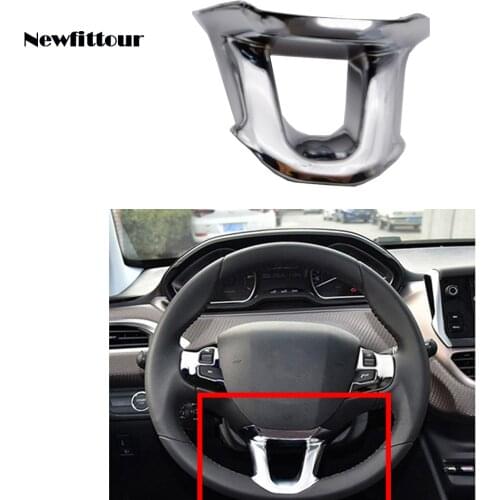 Chrome Steering Wheel Cover Trim Decal Stickers Emblem Badge for Peugeot 2008 208 GTI 2014 - 2018 Car Accessories