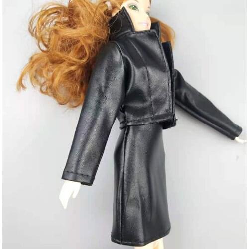 1/6 Handmade Leather Coat Jacket Skirt Pants Vest Doll Outfits Set For Barbie Doll Clothes Set 11.5" Dolls Accessories Kids Toys