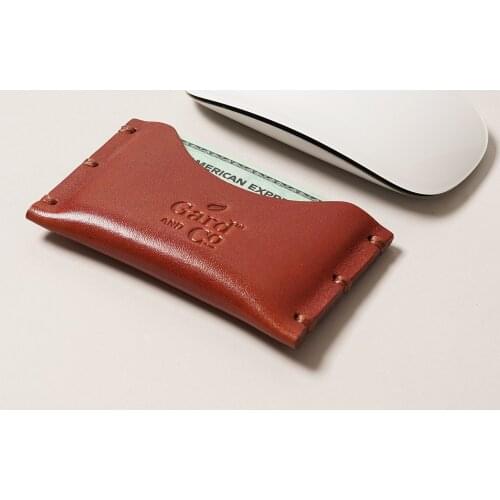 Genuine Leather Handmade Small ve Slim Palm Wallet for Men and Women - Tan Oval