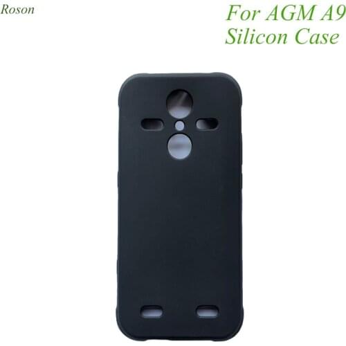 Roson for Matte Black Case For AGM A9 Soft TPU Silicone Back Cover Shockproof Back Color Cover for AGM A9 Phone Protection Case