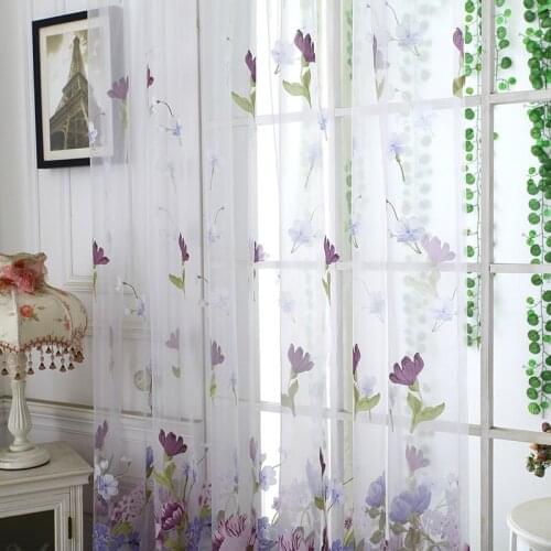 Slow Soul Purple Peony Flower Curtains Sheer For Living Room Tulle Pastoral Floral Yellow Bedroom Window Curtain Kitchen