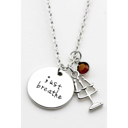 10PCS Fashion Letter Inspirational Necklace Just breathe Pendant Necklace Jewelry For Women Accessories