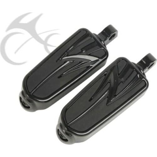 Motorcycle Black/Chrome 10mm Tribal Male Mount Highway Foot Pegs Footrests For Harley Softail Street Road Glide Dyna Breakout
