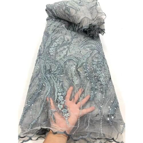 New Lace Fabric Bead Tube Sequin Embroidery French Tulle Mesh DIY Design Sewing Wedding Dress Fashion Skirt 5 Yards Wholesale