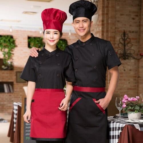 New Short-sleeved Uniform Hotel Clothes Restaurant Work Uniform Short-sleeved Chefs Suit with Chef Hat