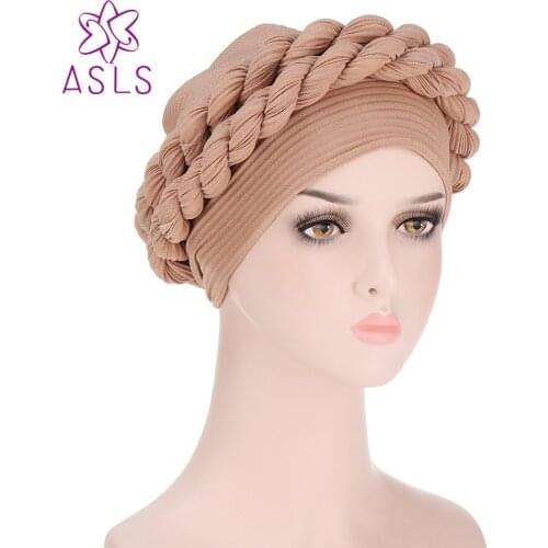 NEW High Quality Fashion Elegant Popular Headscarf New Style Baotou Hat Braid Hat Messy Wrinkled Braid India Cap Women Turban