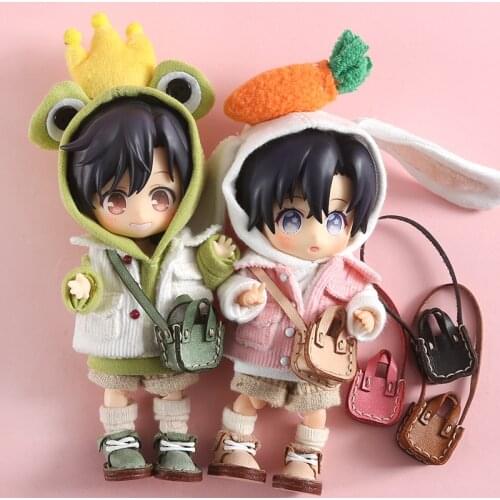 Ob11 baby clothes small leather bag messenger bag Molly baby clothes round bag Doll accessories