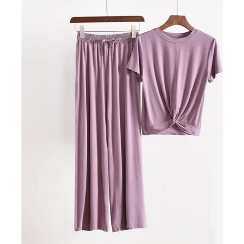 2Pcs Womens Modal cotton pyjamas set women long sleeve pajamas Suit autumn New home clothes casual long pant sleep pyjama femme