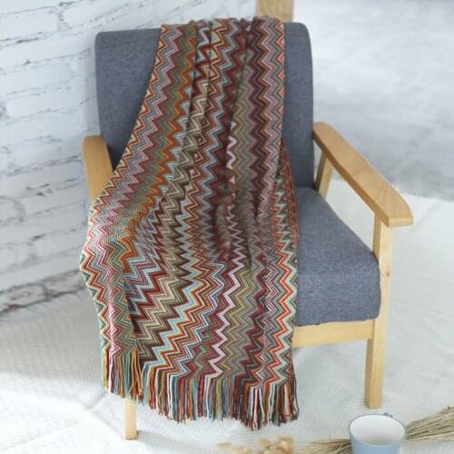 Hot European Style Blanket Classic Bohemian Stripe Pattern Knitted Bed Sofa Office Table Blanket