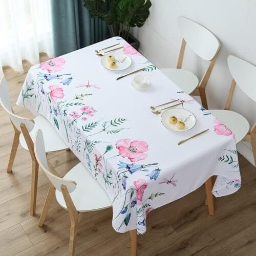Printing Plant Flowers Tablecloth Rectangular Waterproof Oil Proof Tablecloth Tea Table Cloth White Coffee Table Cover Nappen