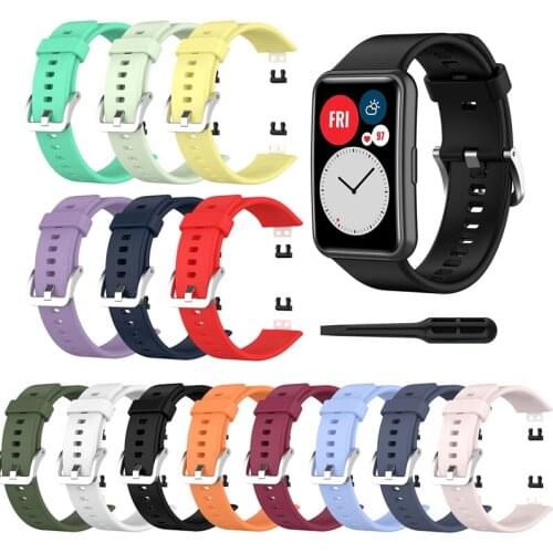 Soft Silicone Watch Strap For Huawei Watch Fit original SmartWatch Band Accessories For Huawei fit WristBand Bracelet with tool