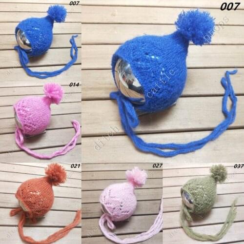 Handcraft Baby hand Knit Mohair hat Newborn Photography Props Baby photography clothing