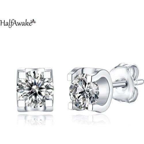 Ox Head Moissanite Earrings 8 Hearts&Arrows Cut Piercing Ear 925 Sterling Silver Stud Earrings For Women Wedding Engagement OL