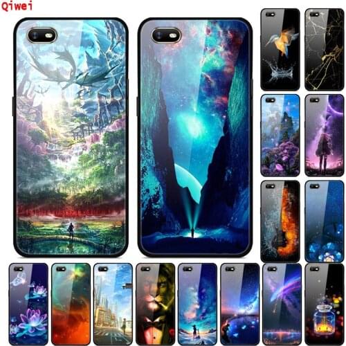 Glass Phone Case For Coque OPPO A1K Case Silicone Bumper Lion Cool Painted Hard Back Cover For OPPO A1K A1 K 1K CPH1923 Cases