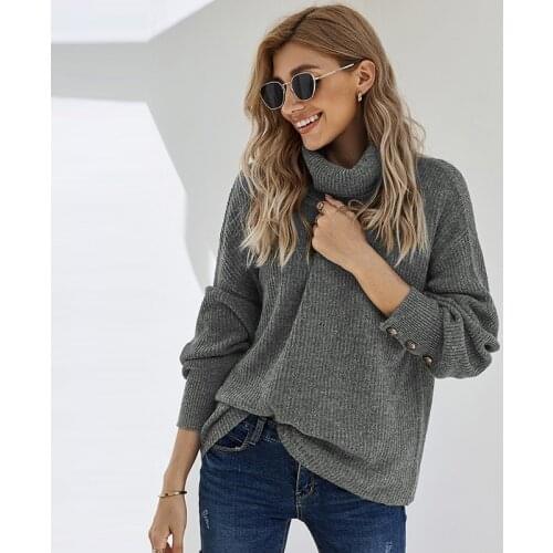 Turtleneck Sweater Women Warm Loose Pullover Knitted Sweater Women ROM80291