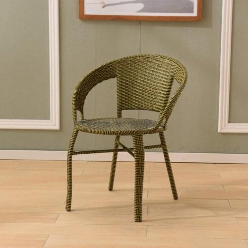 Outdoor Wicker Chair Single Leisure Back Chair Woven Home Elderly Courtyard Outdoor Simple Balcony Small Teng Table Chair