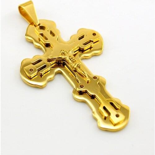 Vintage Mens Stainless Steel Cross Pendant with Necklace Jewelry jewelry jesus gold cross Male Necklaces