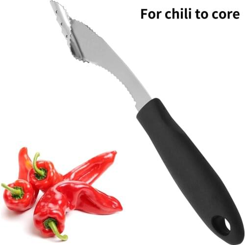 1PC Pepper Corer Stainless Steel Core Peeler Slicer Serrated Handle Kitchen Tomato Seed Remover