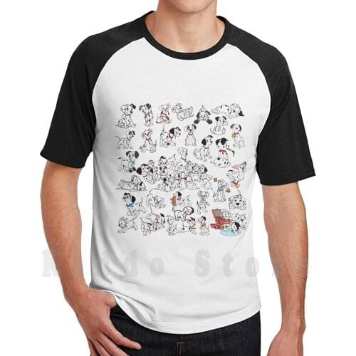 101 Dalmatians T Shirt Diy Big Size 100% Cotton Dalmatians 101 Dalmatians Collage Cute Puppies Puppy Dogs Black And White