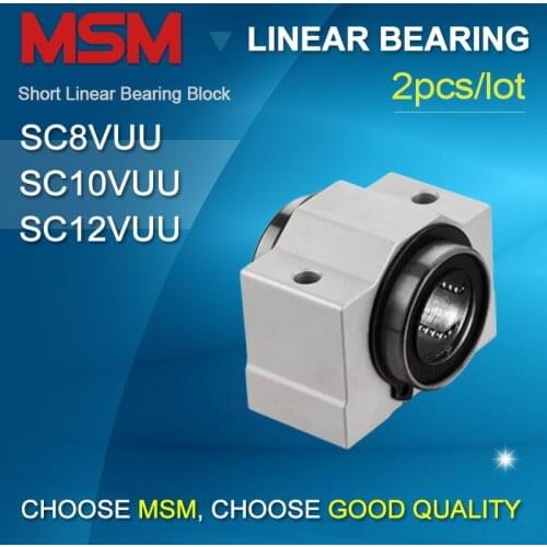 2pcs SC8VUU/SC8SUU SC10VUU/SC10SUU SC12VUU/SC12SUU Short Linear Block Bearings Compact Sliding Units Aluminium Housing Bushing