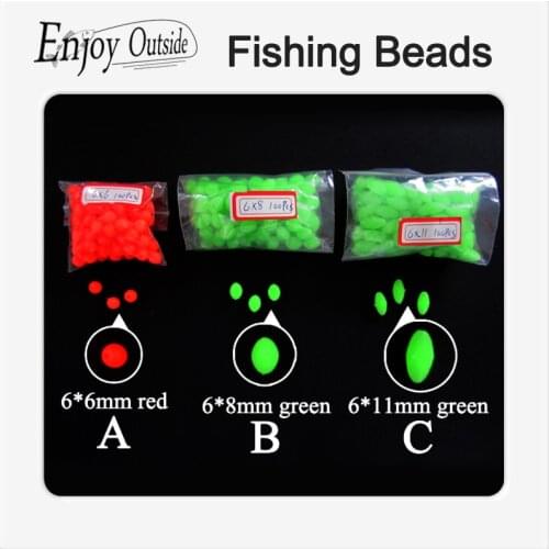 300pcs mixed the size Darkness Glow Beads Round Rigs Rigs Making Soft Fishing Beads Soft lure accessory Floating Tackles