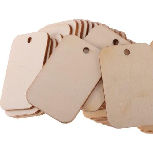 50 Good Qualities Unpainted Wooden Labels Unfinished Blank Wood Gift Tag Hangings Craft Wedding Party 52x34mm