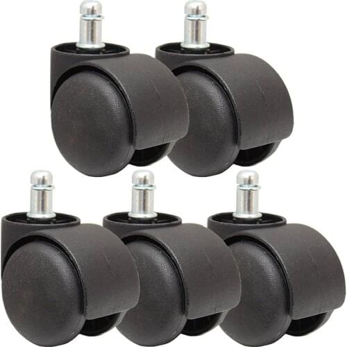 50mm Office Chair Roller Castor Wheels - Set of 5 - Black
