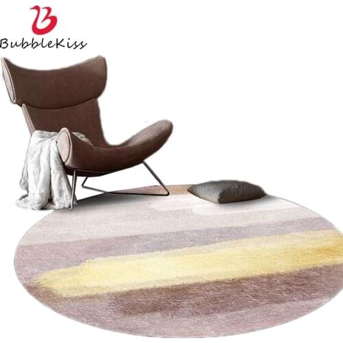 Bubble Kiss Pink Yellow Modern Abstract Design Round Carpet Non-Slip Carpets For Bed Room Round Floor Rug Living Room Decor