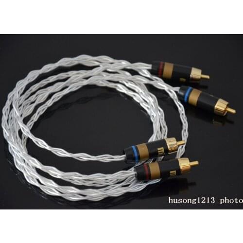 Free shipping 99.998% single crystal copper silver-plated wire audio cable RCA lotus wire