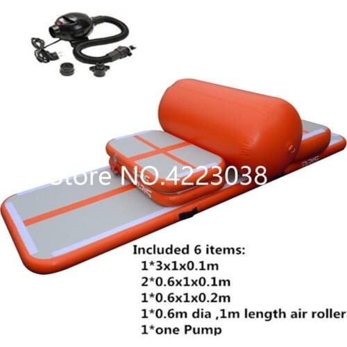 Free Shipping A Set (4 air track+1 roller+1 pump) Inflatable Air Track Water Trampoline Airtrack Gymnastics Air Mat