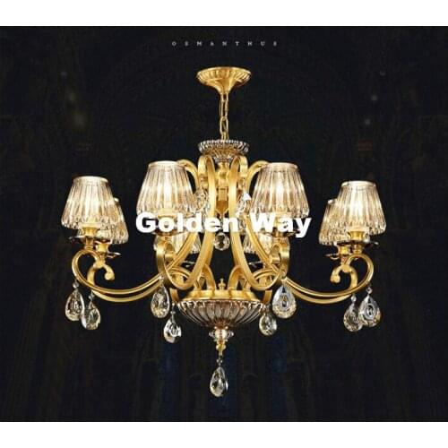 Free Shipping Brass Luxury Crystal Chandeliere European Chandeliers For Home Hotel Decoration Chandelier E14 AC 100% Guaranteed