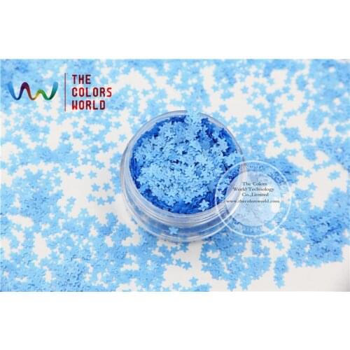Solvent resistant Starfish Shapes Glitter Size 3mm Neon Blue color paillette for Nail Art , DIY supplies