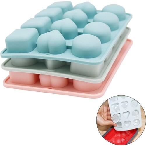 12 Hole Silicone Mold Kitchen Ice Cube Maker Reusable Ice Mold Heart Shaped Ice Ball Cube Popsicle Mold Bar Accessories