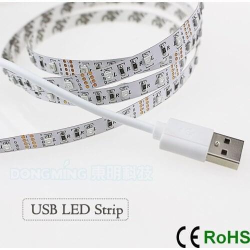 DC5V USB LED strip 3528 RGB Flexible Light 1M 2M 3M 4M 5M Adhesive Tape non waterproof TV Background Lighting