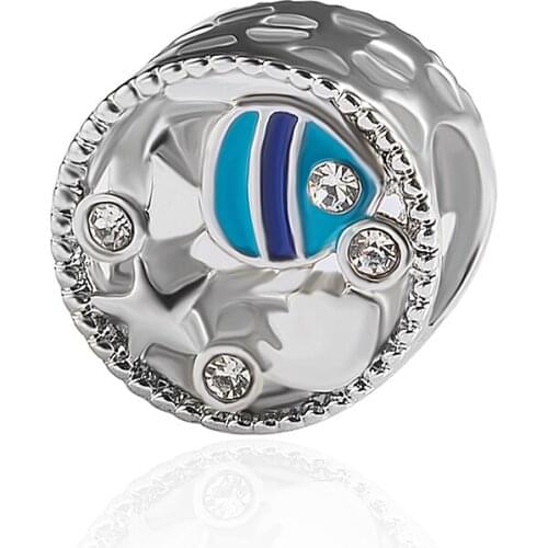 HPXmas Wholesale 5pcs/lot Fittings Handwork Charm for Making Jewelry Starfish Blue Round CZ Bead Free Shipping