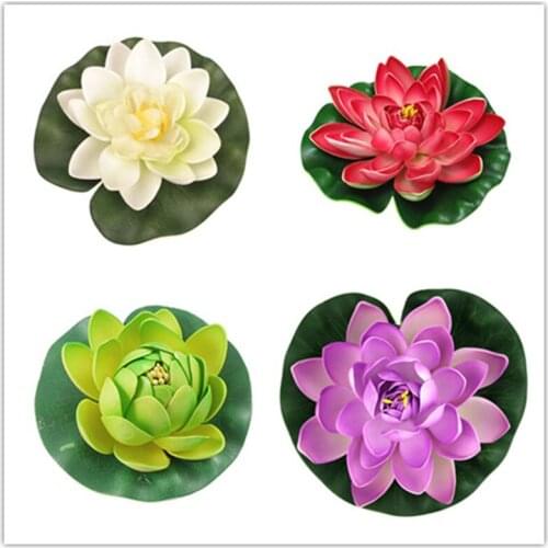 4Pcs/Set 30cm Artificial EVA Lotus Floating Water Lily Blooming Foam Flower Head Pool Fish Tank Pond Home Garden Decoration