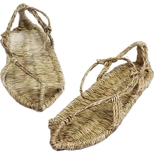 JARYCORN summer fashion unisex home shoes womens straw slippers new couple shoes handmade Chinese style comfortable sandals