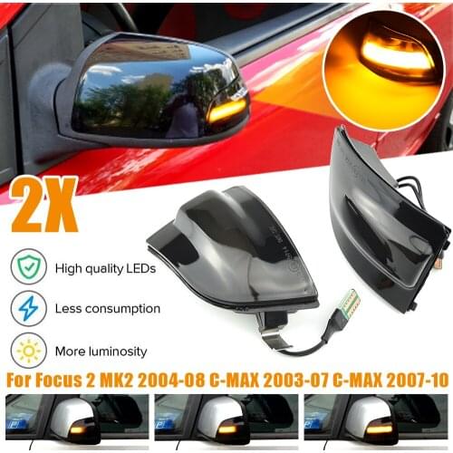 2Pcs Hot Turn Signal Light For Ford Dynamic LED Side Wing Mirror Sequential Indicator Blinker Lamp for Focus MK2 2004-2008 C-MAX