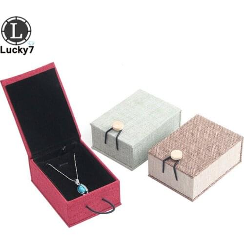 Linen Jewelry Display Case 3 Colors Velvet Pendant Storage Gift Box Pendant Organizer Holder Gift Box Display Box For Necklace